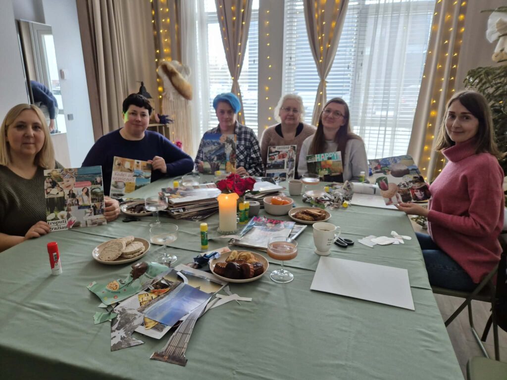 Koliažų dirbtuvės ir kavagėris